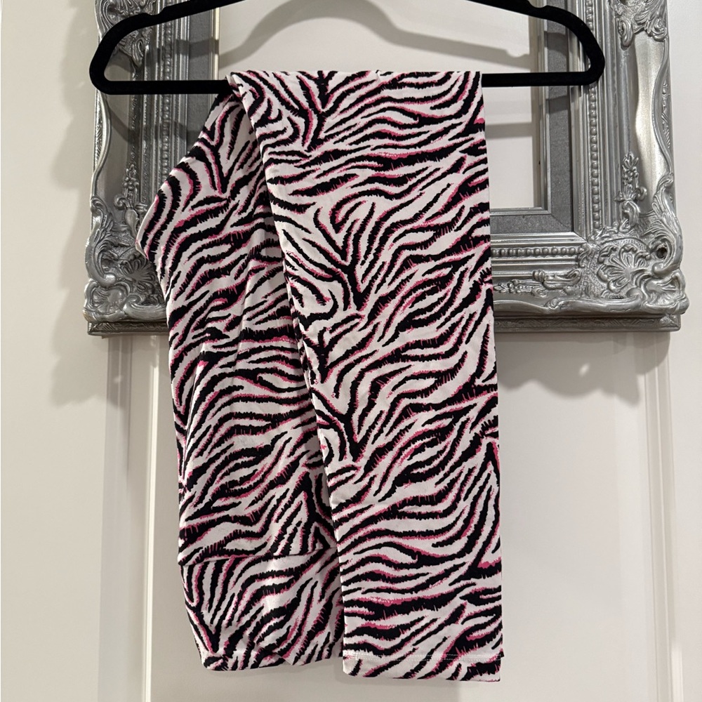 LuLaRoe TC Tall Curvy White, Black and Pink Zebra Print Leggings